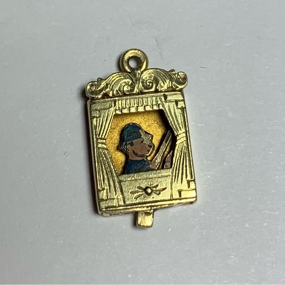 14K Yellow Gold Articulated 3D Punch and Judy Theater Charm Pendant Antique? - Picture 11 of 11